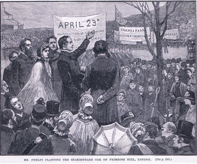 Il signor Phelps pianta la quercia di Shakespeare su Primrose Hill, Londra 1864 d.C. da Walter Paget