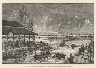 Il Duca e la Duchessa di Connaught a Ceylon, Illuminazione del Porto da Walter Paget