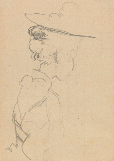 Testa e Spalle di una Donna con Cappello, in Profilo Perso, a Destra da Walter Richard Sickert