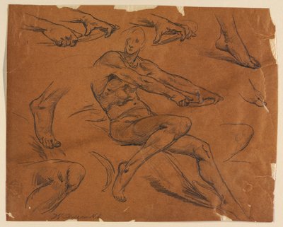 Studi di un nudo seduto da Walter Shirlaw