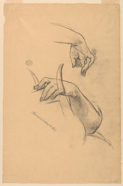 Studi del braccio sinistro e della mano destra di una donna da Walter Shirlaw