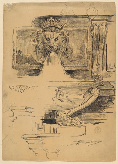 Studio di una fontana, Italia da Walter Shirlaw