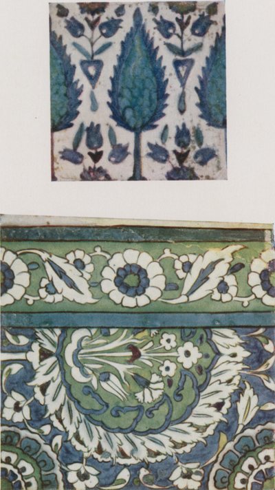 Piastrella siriana, del XVIII secolo, da una moschea di Damasco, Piastrella siriana, XVI o XVII secolo, da una moschea di Damasco da Walter Spencer Stanhope Tyrwhitt