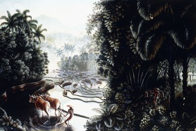 Vista attraverso i Sawahs verso Gunung Agung, c. 1937-1939 da Walter Spies