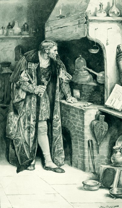 Giacomo IV come alchimista nel suo laboratorio da Walter Stanley Paget