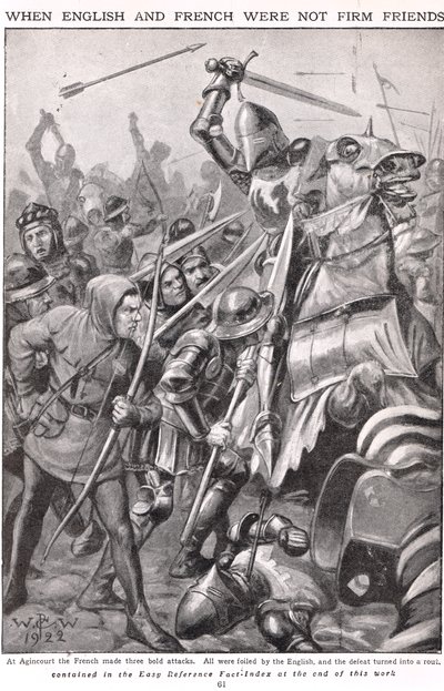 Quando i francesi e gli inglesi combatterono ad Azincourt, illustrazione 