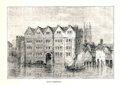 Cold Harbour. Casa padronale medievale North Bank del Tamigi sopra il London Bridge, 1894 da Walter Thornbury