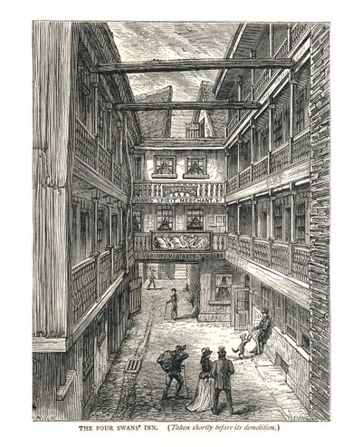 La locanda dei Quattro Cigni poco prima della demolizione da Walter Thornbury