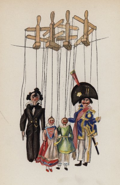 Vecchio giocattolo dipinto da Walter Trier (litografia a colori) da Walter Trier