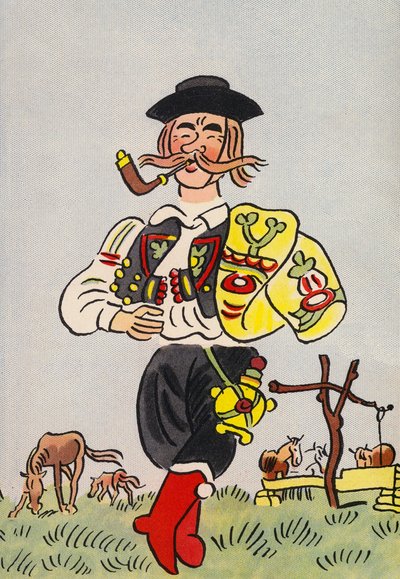I costumi pazzi di Walter Trier: Ungheria (litografia a colori) da Walter Trier