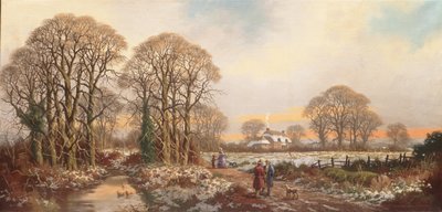 Un vicolo rustico a Yuletide (olio su tela) da Walter Williams