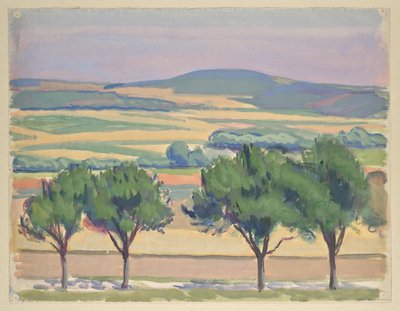 Paesaggio collinare con strada e alberi da Walther Gamerith