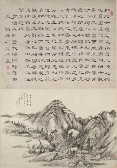 Paesaggio dopo Huang Gongwang con calligrafia di Shi Zhili da Wang Chen