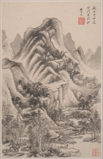 Paesaggi nello stile dei vecchi maestri, datato 1668 da Wang Jian