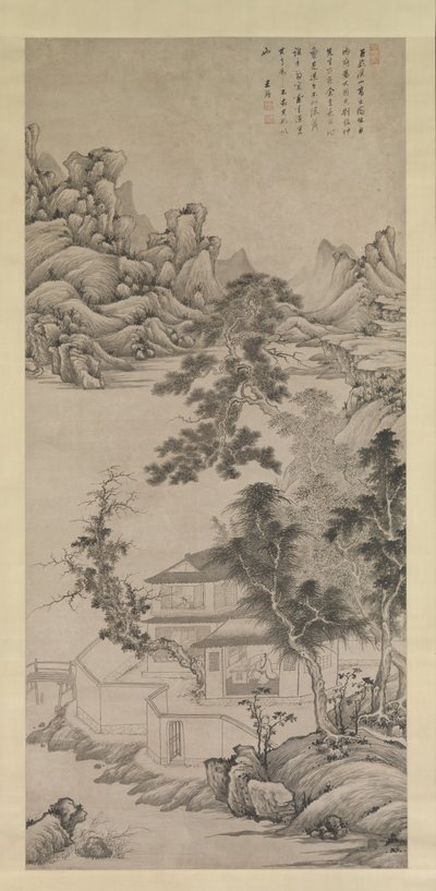 Studioso Elevato tra Fiumi e Montagne, nello stile di Juran da Wang Jian