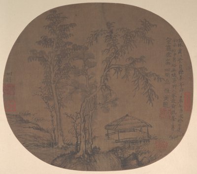 Alberi sparsi e padiglione da Wang Meng