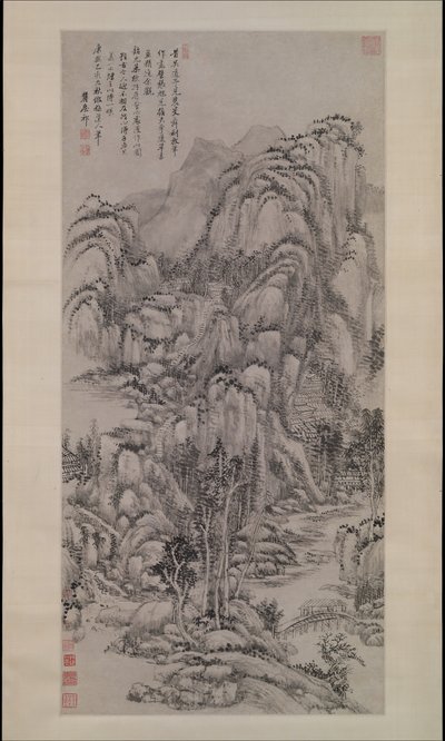 Paesaggio dopo Wu Zhen, datato 1695 da Wang Yuanqi