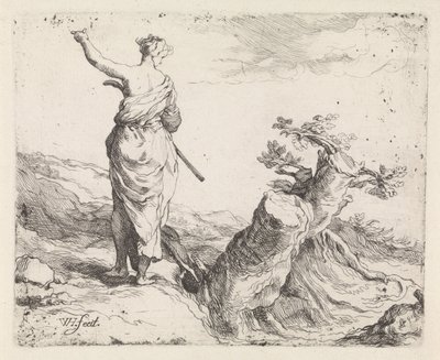 Paesaggio con donna vicino a un ceppo da Warner Horstink