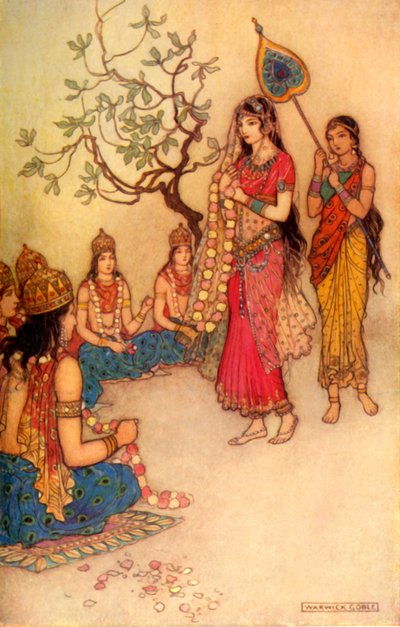 Damayanti che sceglie un marito, 1913 da Warwick Goble
