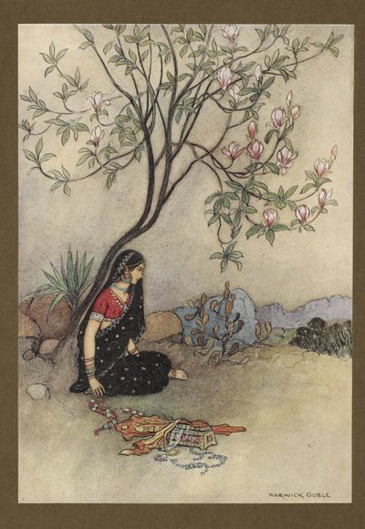 Così la principessa fu abbandonata., da Folk-Tales of Bengal ... Con 32 illustrazioni a colori di Warwick Goble. (Edizione de luxe.) 1914 da Warwick Goble