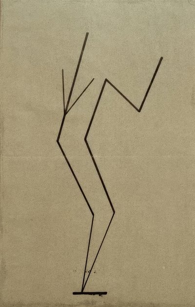Disegno analitico da foto della danzatrice Palucca, struttura parallela da un punto in basso da Wassily Kandinsky