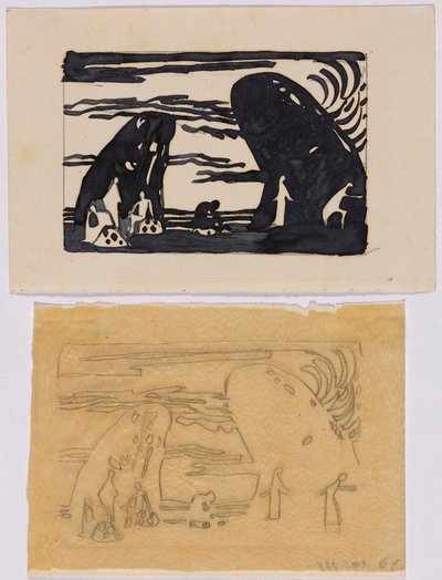 Entwurf und Pause zu dem Holzschnitt Klänge, S. 65 da Wassily Kandinsky