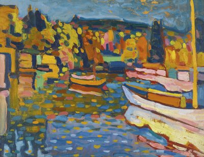 Studio di paesaggio in autunno con barche da Wassily Kandinsky