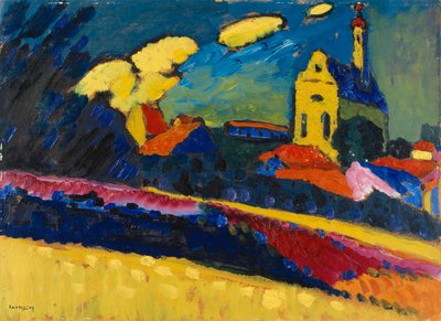 Studio per Murnau - Paesaggio con chiesa, 1909 da Wassily Kandinsky