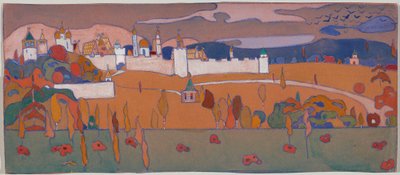 Città murata in paesaggio autunnale da Wassily Kandinsky