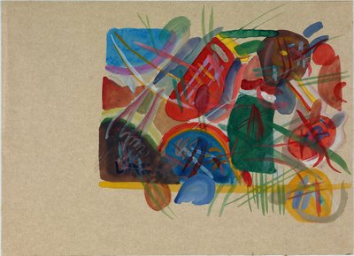 Acquerello con foresta e arcobaleno da Wassily Kandinsky
