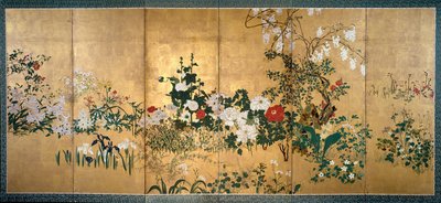 Schermo con fiori di primavera ed estate da Watanabe Shiko