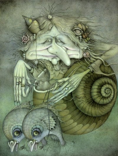 Strega del mare (matita e pastello colorato su carta) da Wayne Anderson