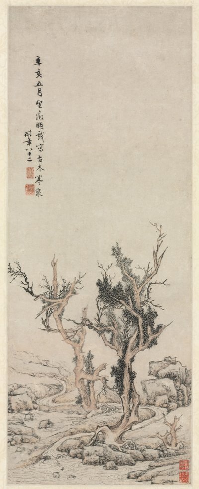 Vecchi alberi vicino a un ruscello invernale da Wen Zhengming