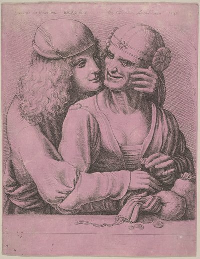 Un giovane che accarezza una vecchia donna, 1646 da Wenceslaus Hollar