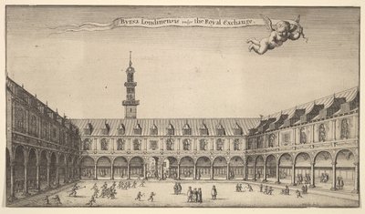 Byrsa Londinensis vulgo the Royal Exchange, Royal Exchange, Londra, ca. 1647 da Wenceslaus Hollar