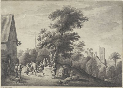 Contadini danzanti davanti a una locanda da Wenceslaus Hollar