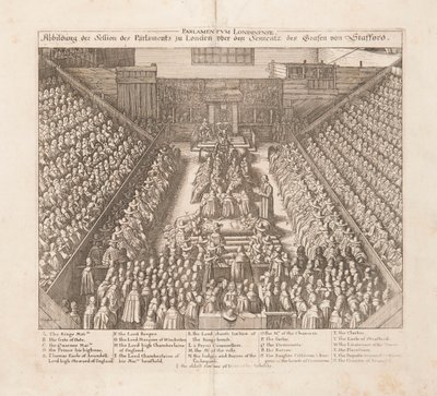 Rappresentazione della sessione del Parlamento di Londra per la sentenza del Conte di Stafford da Wenceslaus Hollar