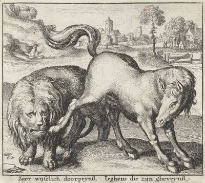 Favola del leone e del cavallo da Wenceslaus Hollar