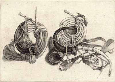 Cinque corni da caccia da Wenceslaus Hollar