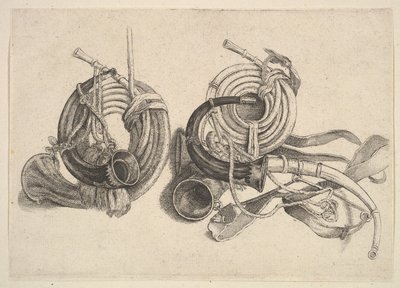 Cinque corni da caccia da Wenceslaus Hollar