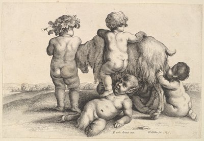 Quattro ragazzi, un giovane satiro e una capra, 1647 da Wenceslaus Hollar