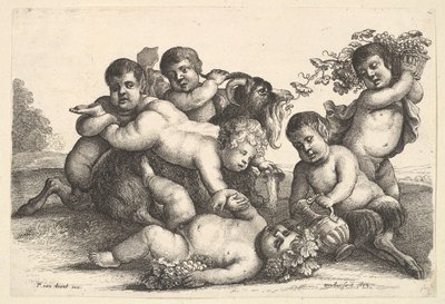 Quattro ragazzi, due satiri e una capra da Wenceslaus Hollar