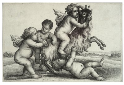 Quattro piccoli ragazzi e una capra da Wenceslaus Hollar