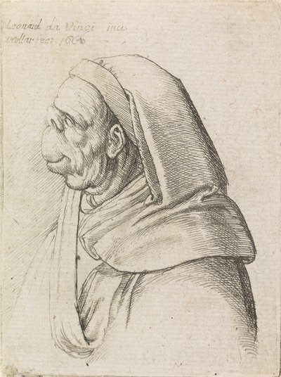 Profilo grottesco di un uomo che indossa un cappuccio da Wenceslaus Hollar