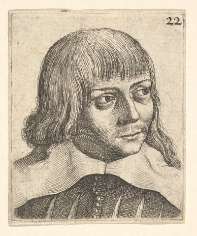 Testa di un giovane uomo, leggermente girata a destra, 1625-77 da Wenceslaus Hollar