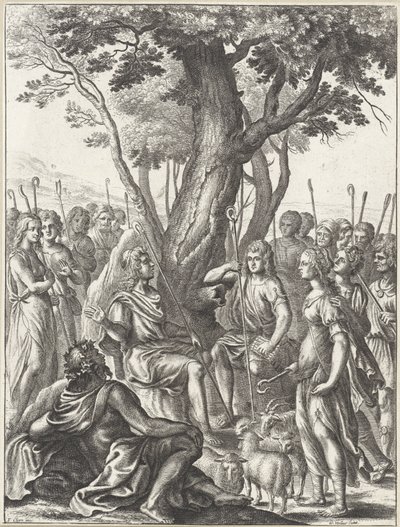 Il pastore Meliboeus giudica il gioco dei pastori Corydon e Thyrsis da Wenceslaus Hollar
