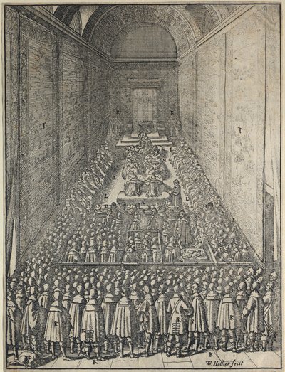 Interno della Camera dei Lord in sessione, Palazzo di Westminster, Londra, c. 1650 da Wenceslaus Hollar