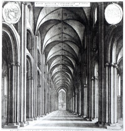 Interno della navata di San Paolo da Wenceslaus Hollar