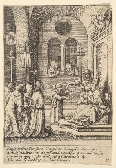 Gesù di nuovo davanti a Caifa da Wenceslaus Hollar
