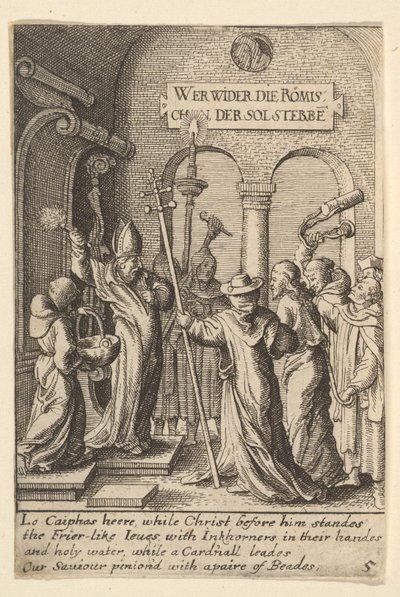 Gesù davanti a Caifa, 1625-77 da Wenceslaus Hollar